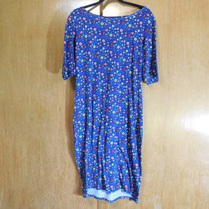 3 for $24, LulaRoe Julie Fitted Dress, Women's 2XL, Blue Floral Patter